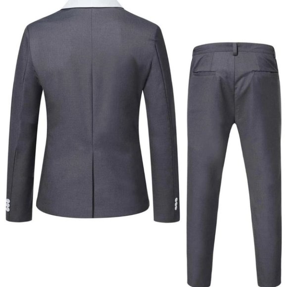 Grey Mens Shawl Collar Blazer & Pants - Picture 2 of 6